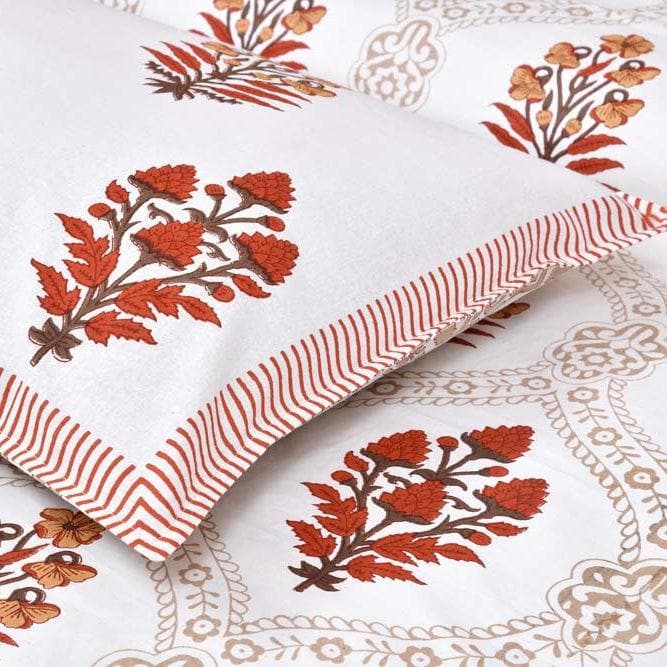 Buy Floral Nest Bedsheet- Orange at Vaaree online | Beautiful Bedsheets to choose from
