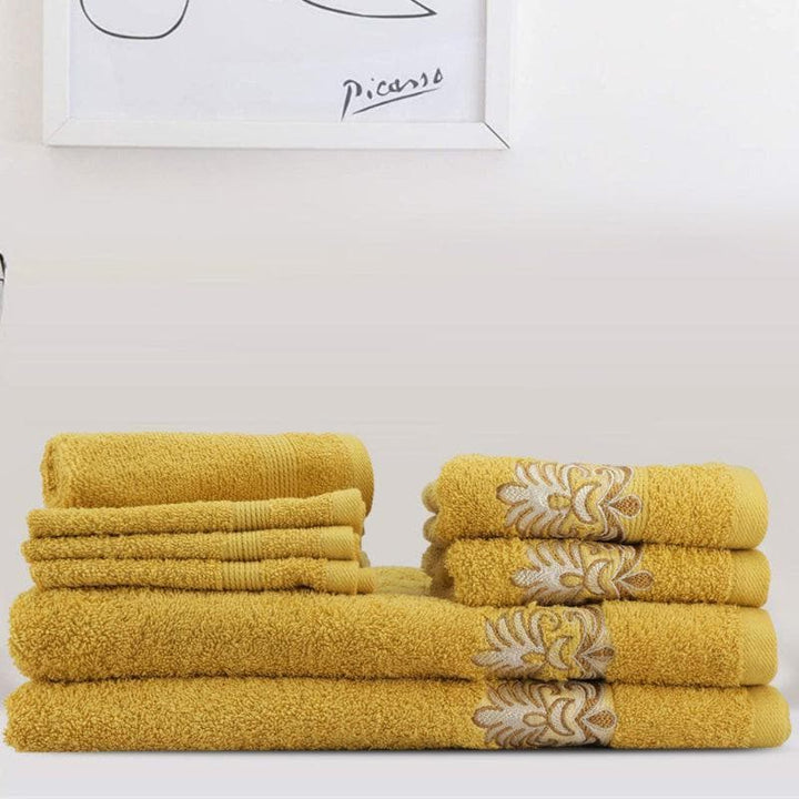 Buy Mustard Mania Towel- Set Of Eight at Vaaree online | Beautiful Towel Sets to choose from