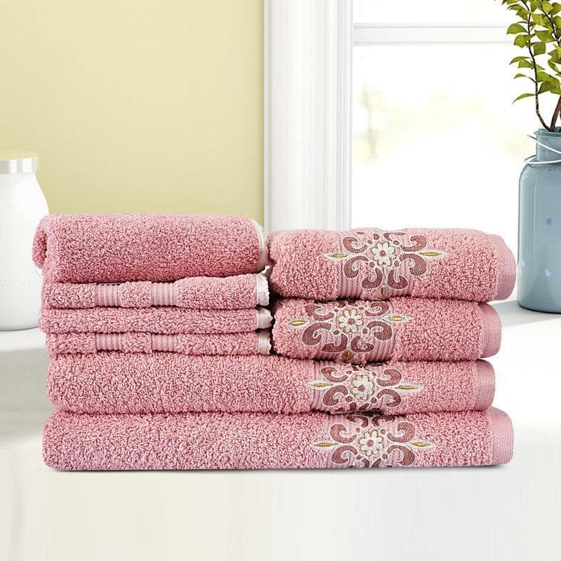 Buy Pink Cuddles Towel- Set Of Eight at Vaaree online | Beautiful Towel Sets to choose from
