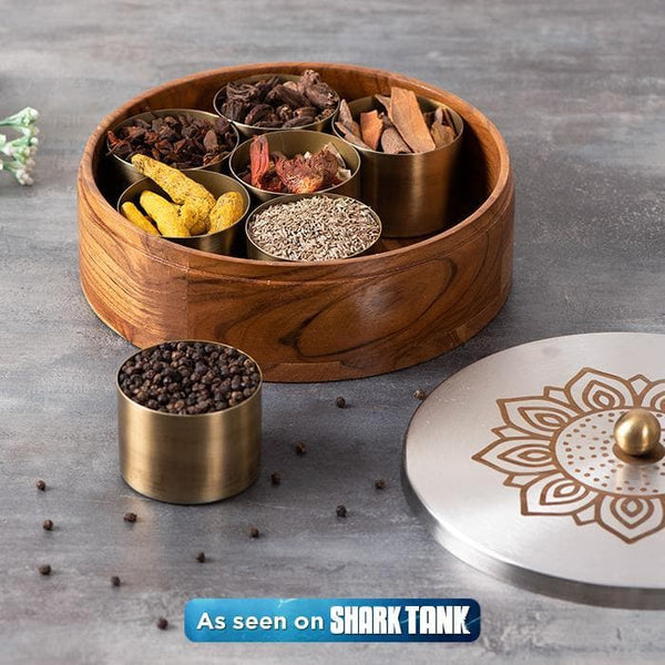 Buy Teaky Masala Box - Floral Silver at Vaaree online | Beautiful Masala Box to choose from