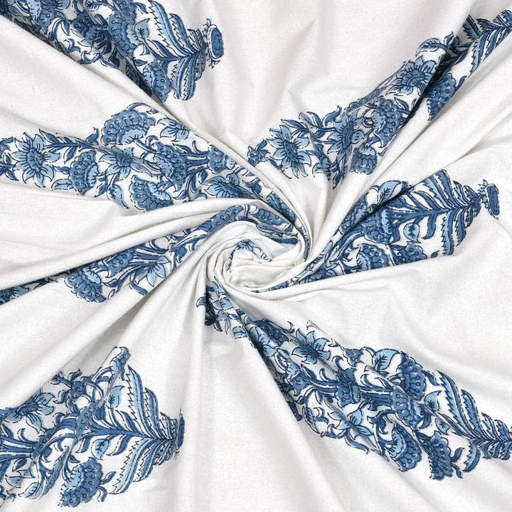Buy Floral Colorblocked Bedsheet- Blue at Vaaree online | Beautiful Bedsheets to choose from