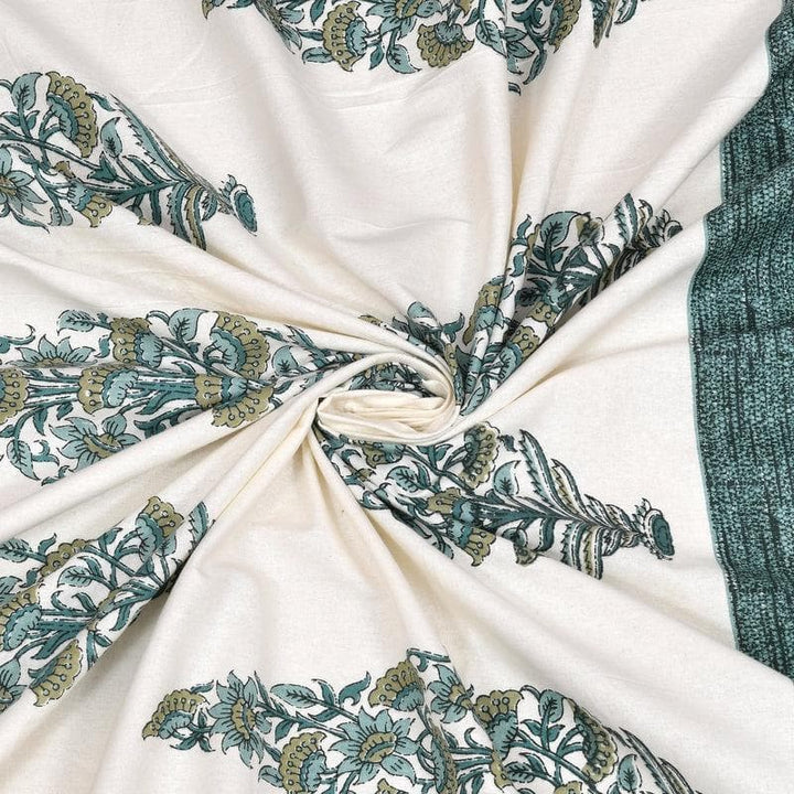 Buy Floral Colorblocked Bedsheet- Green at Vaaree online