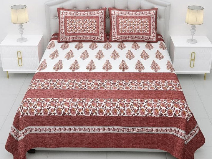 Buy Floral Colorblocked Bedsheet- Red at Vaaree online | Beautiful Bedsheets to choose from