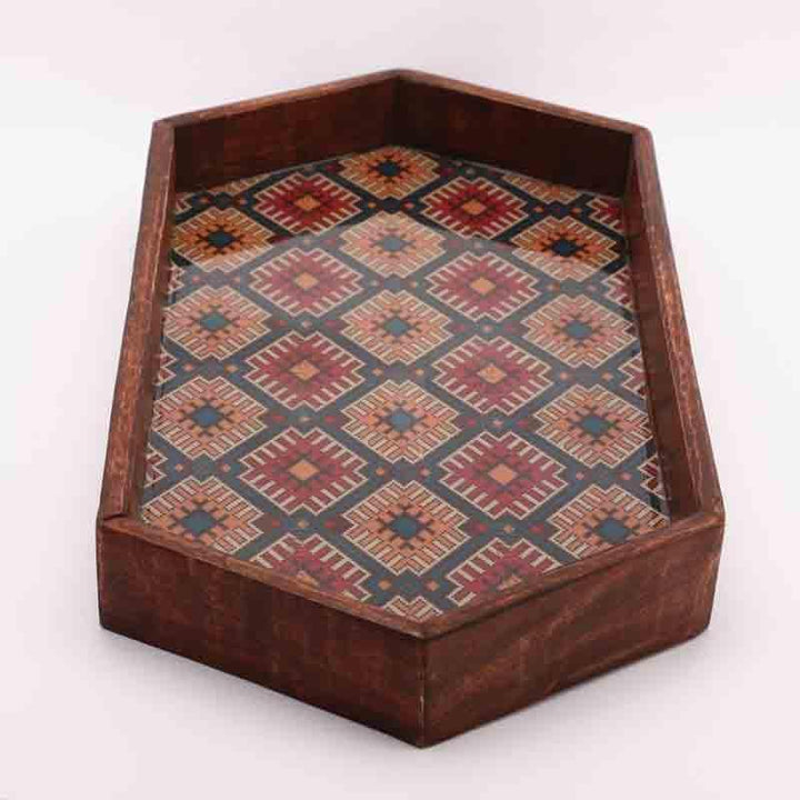 Buy Indian Ikat Printed Wooden Tray at Vaaree online | Beautiful Serving Tray to choose from