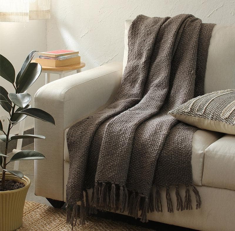 Buy Charcoal Grey Gilded Throw at Vaaree online | Beautiful Throws to choose from