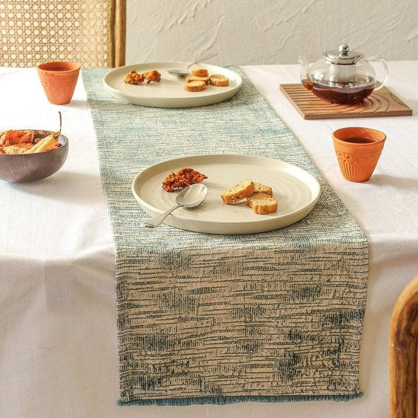 Buy Aquamarine Blue Textured Trance Table Runner at Vaaree online | Beautiful Table Runner to choose from