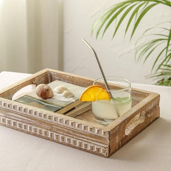 Buy Enigmatic Engraved Wooden Tray at Vaaree online | Beautiful Serving Tray to choose from