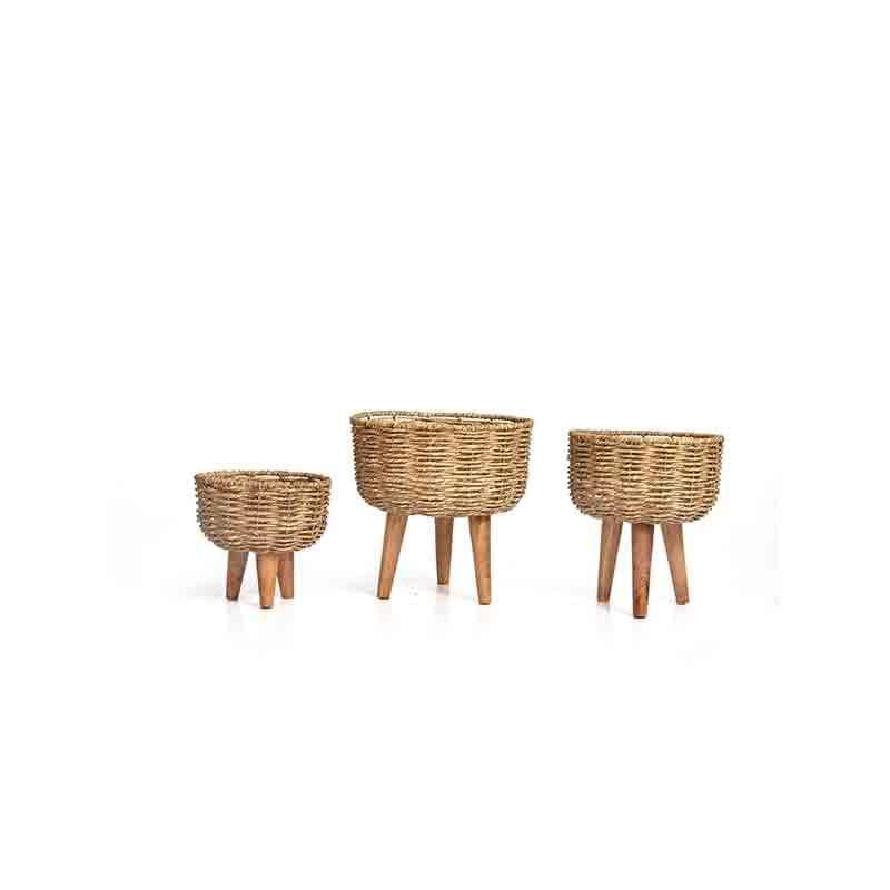 Buy Woven Tokri Planters - Set Of Three at Vaaree online | Beautiful Pots & Planters to choose from