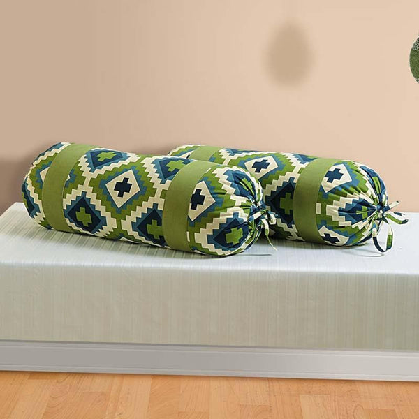 Buy Nature’s Green Bolster Cover Set - Set Of Two at Vaaree online | Beautiful Bolster Covers to choose from