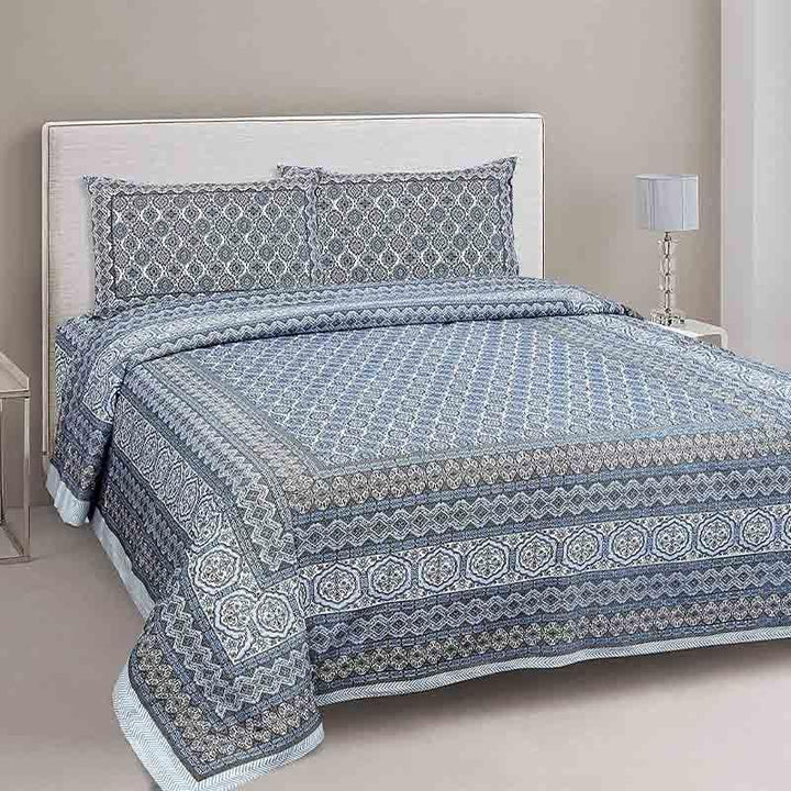 Buy Neelambari Jaipuri Bedsheet - Grey at Vaaree online | Beautiful Bedsheets to choose from