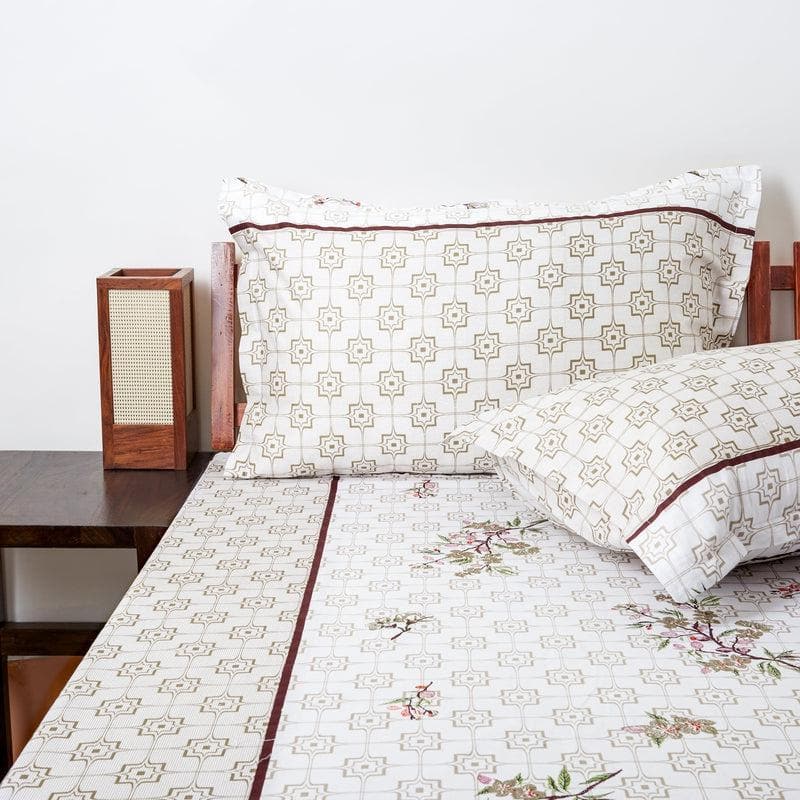 Buy The Pattern Play Bedsheet - Beige at Vaaree online | Beautiful Bedsheets to choose from