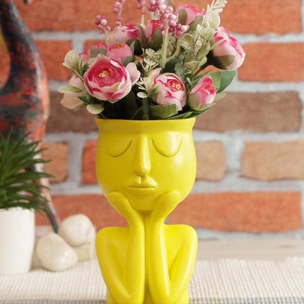 Buy Adorable Face Vase- Yellow at Vaaree online | Beautiful Vase to choose from