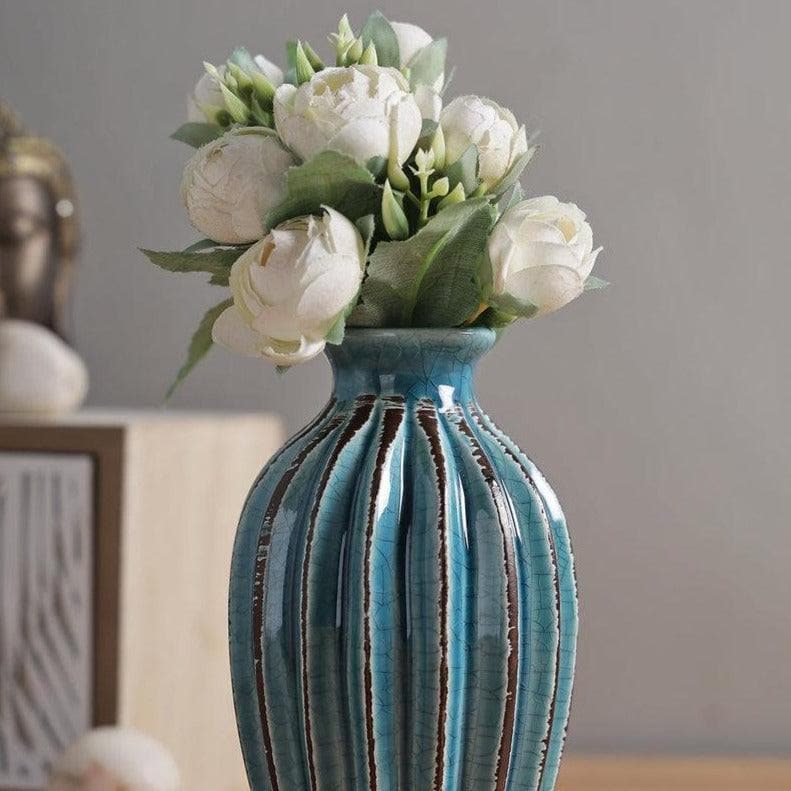 Buy Ribbed Aqua Vase at Vaaree online | Beautiful Vase to choose from