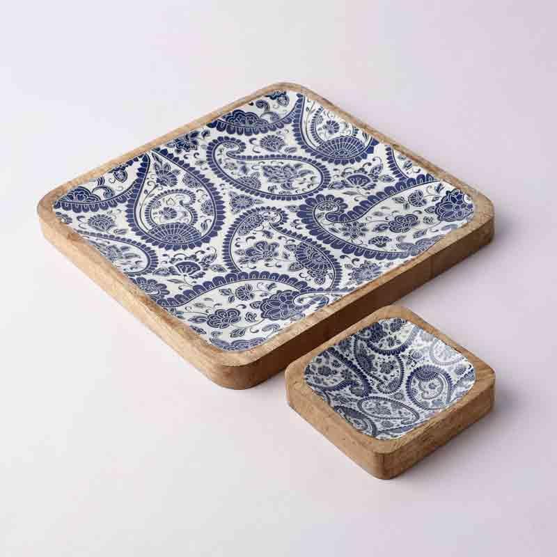 Buy Azure Paisley Dip Platter Set at Vaaree online | Beautiful Serving Platter to choose from