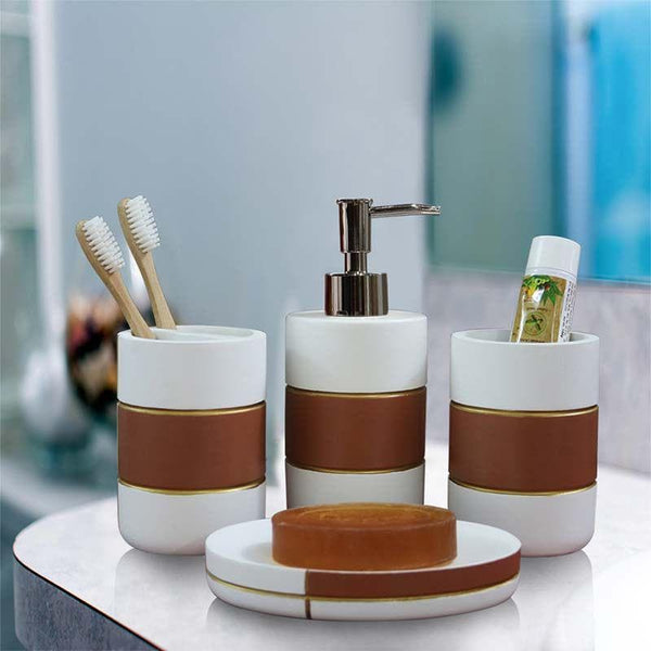 Buy Ivory & Gold Bathroom Set Accessories & Sets from Vaaree