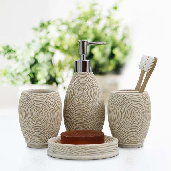 Buy Rosewood Carved Polyresin Bathroom Set Accessories & Sets from Vaaree