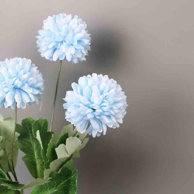 Artificial Flowers - Artificial Chrysanthemum Floral Sticks (Blue) - Set Of Three