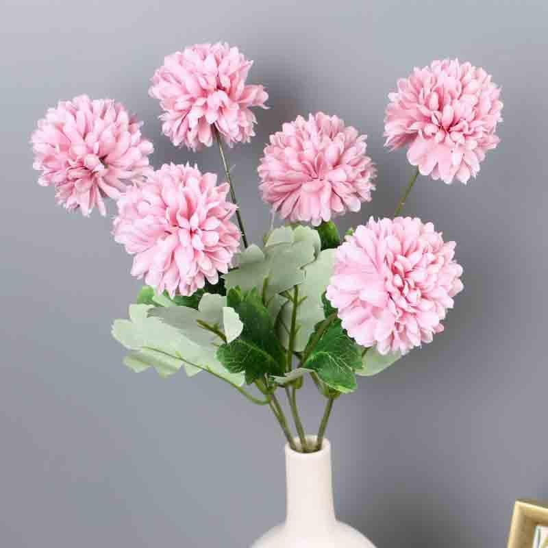 Artificial Flowers - Artificial Chrysanthemum Floral Sticks (Pink) - Set Of Three