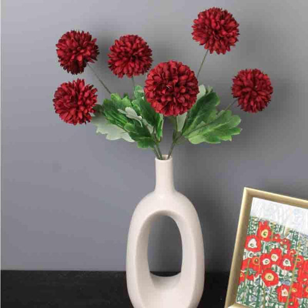 Artificial Flowers - Artificial Chrysanthemum Floral Sticks (Red) - Set Of Three