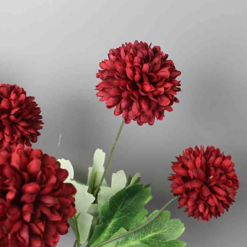 Artificial Flowers - Artificial Chrysanthemum Floral Sticks (Red) - Set Of Three