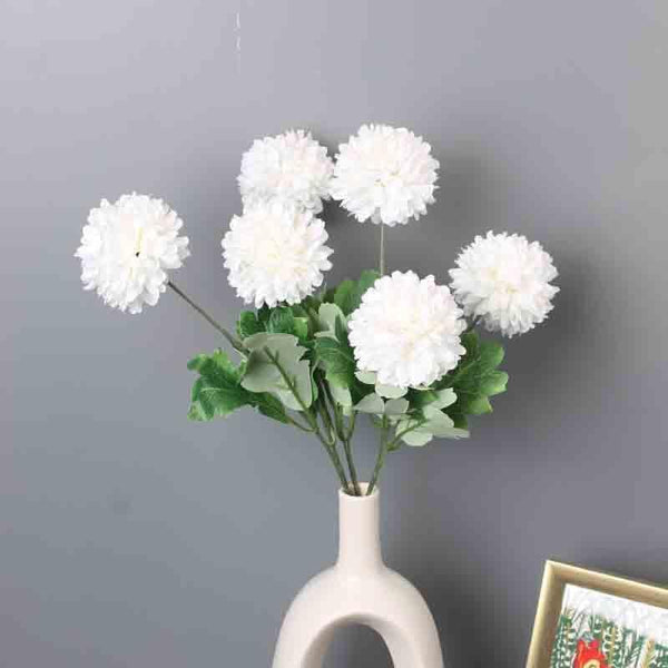 Artificial Flowers - Artificial Chrysanthemum Floral Sticks (White) - Set Of Three