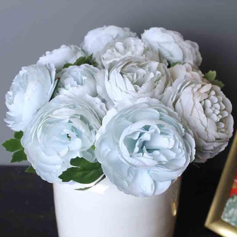 Artificial Flowers - Artificial Peony (Blue) - Set Of Six