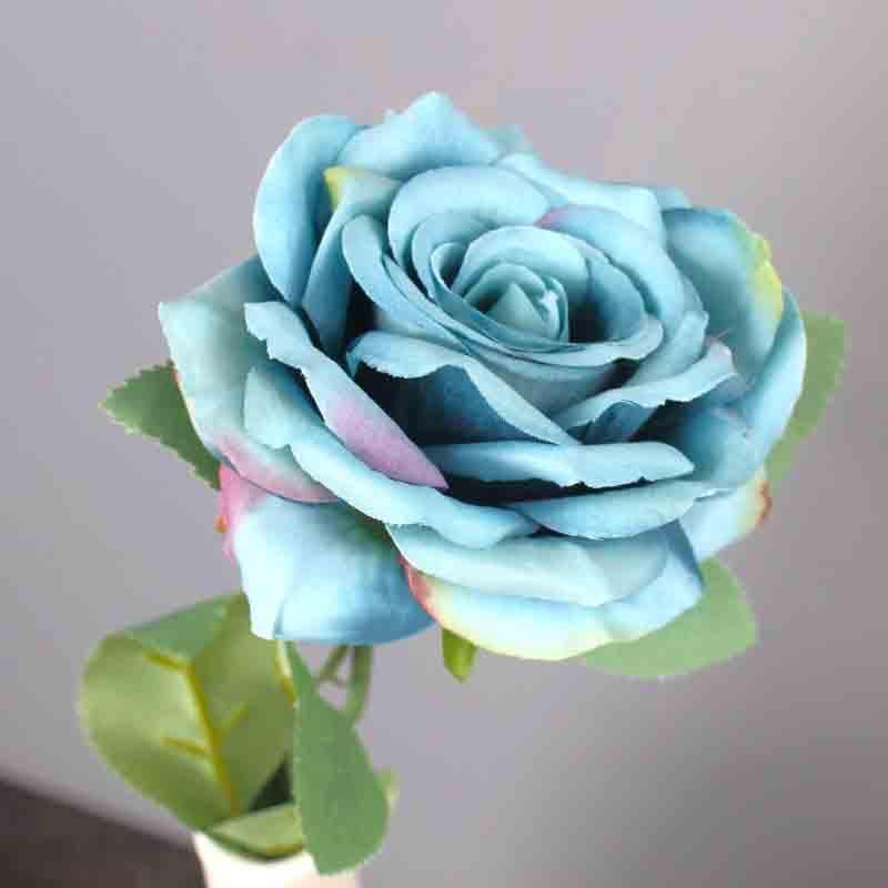Artificial Flowers - Artificial Rose Sticks (Blue) - Set Of Six