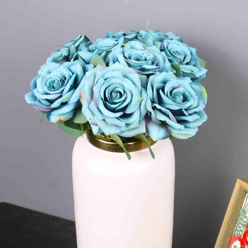 Artificial Flowers - Artificial Rose Sticks (Blue) - Set Of Six