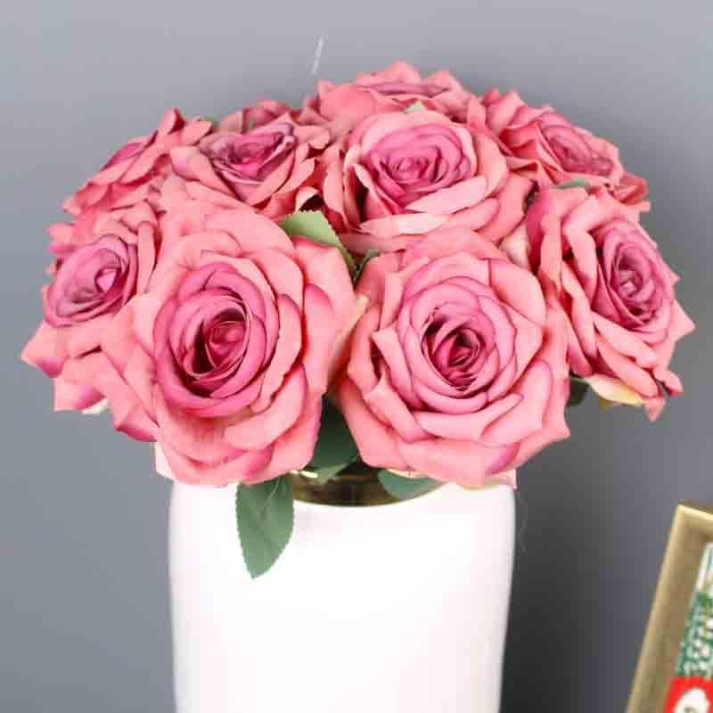 Artificial Flowers - Artificial Rose Sticks (Fuschia Pink) - Set Of Six