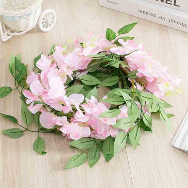 Artificial Flowers - Artificial White Wisteria Vine (Pink) - Set Of Three