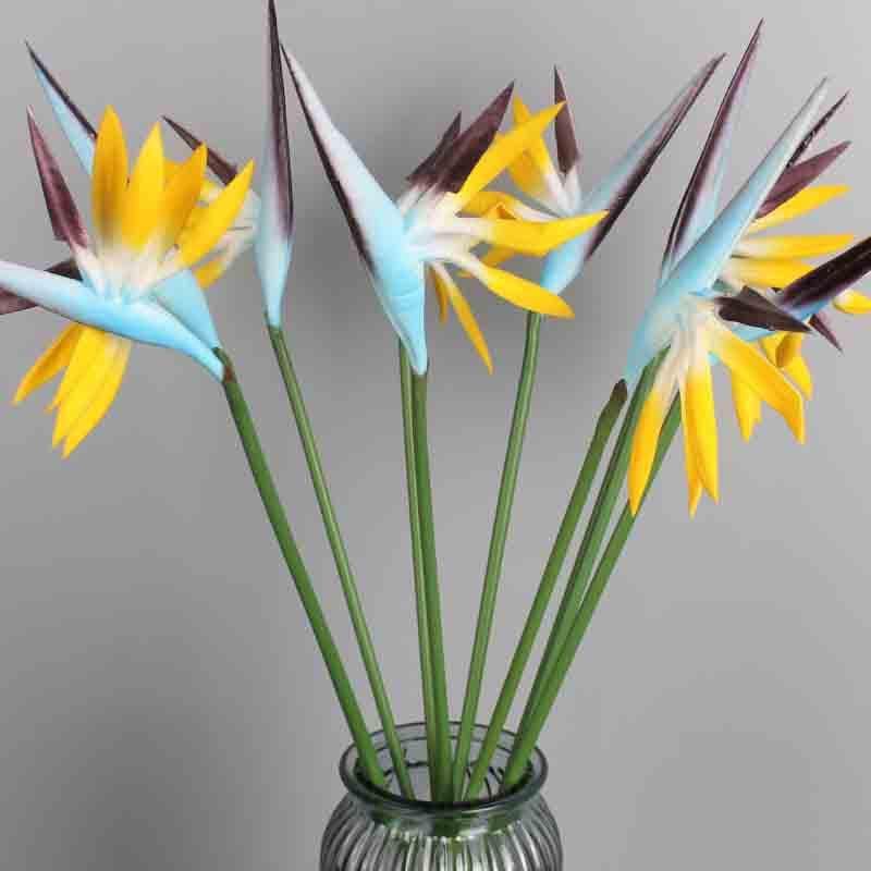 Artificial Flowers - Birds Of Paradise Floral Sticks (Blue) - Set Of Six