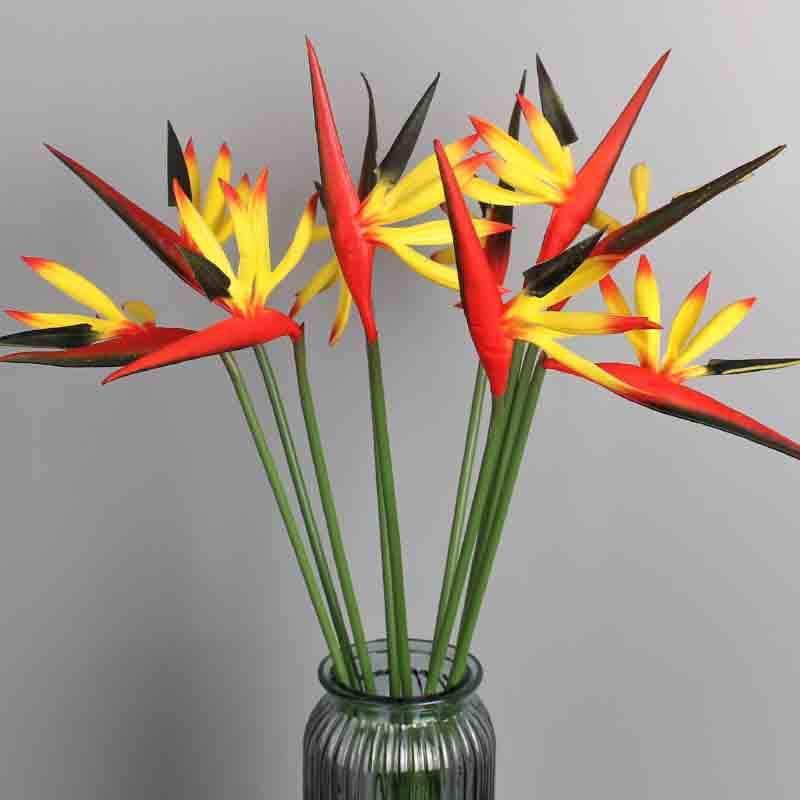 Artificial Flowers - Birds Of Paradise Floral Sticks (Orange) - Set Of Six