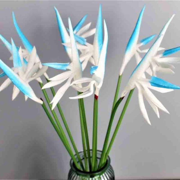 Artificial Flowers - Birds Of Paradise Floral Sticks (White) - Set Of Six