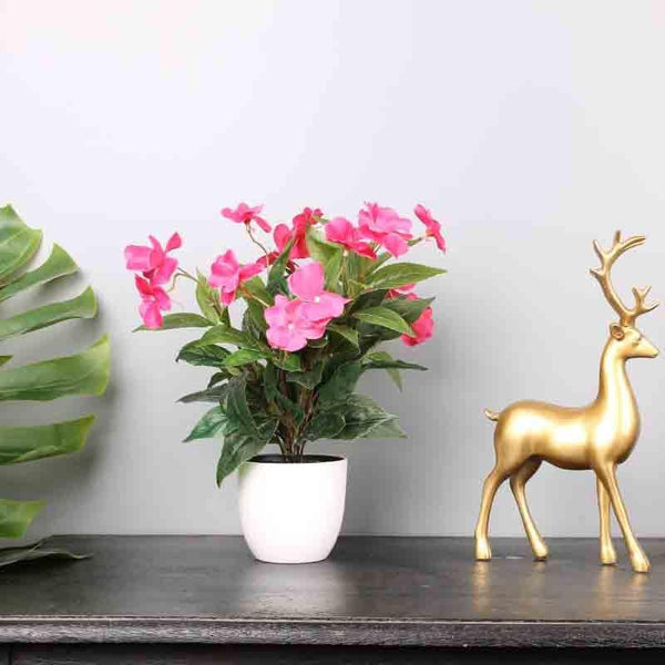 Artificial Flowers - Doh Faux Pink Daisy Floral Pot - White Vase