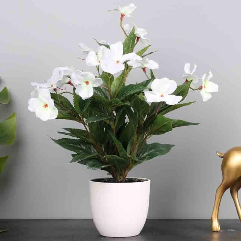 Artificial Flowers - Doh Faux White Daisy Floral Pot - White Pot