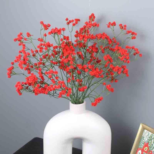 Artificial Flowers - Faux Baby's Breath Floral Sticks (Red) - Set Of Six