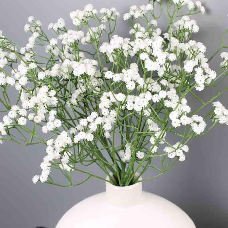 Artificial Flowers - Faux Baby's Breath Floral Sticks (White) - Set Of Six