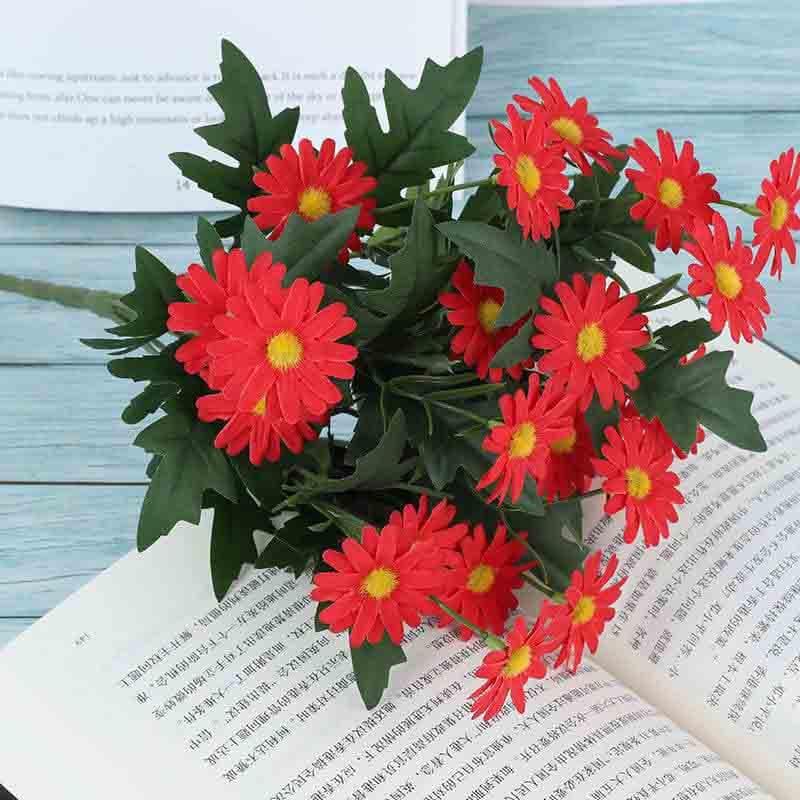 Artificial Flowers - Faux Daisy Bouquet - Red