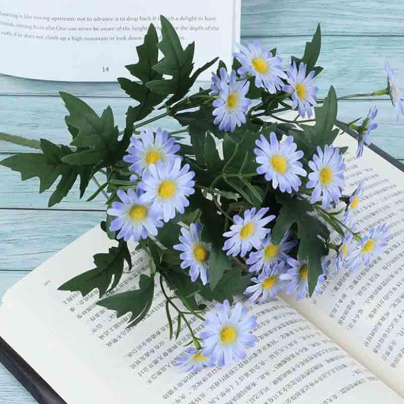 Artificial Flowers - Faux Daisy Bouquet - Sea Blue