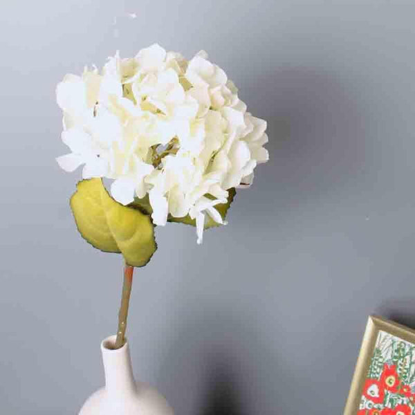 Artificial Flowers - Faux Hydrangea Floral Stick - White