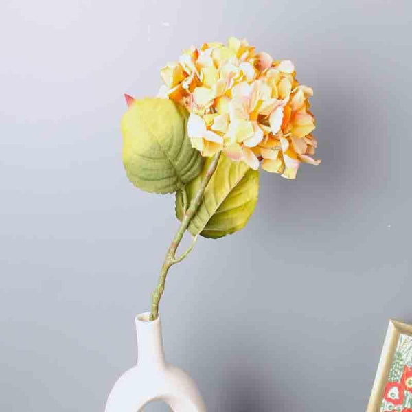 Artificial Flowers - Faux Hydrangea Floral Stick - Yellow