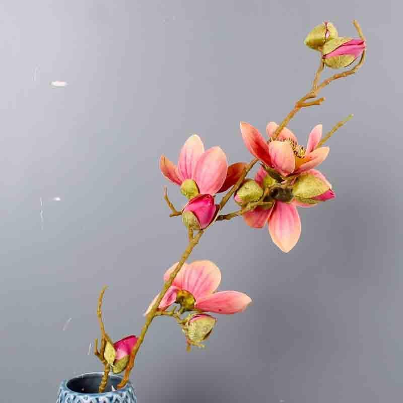 Artificial Flowers - Faux Magnolia Floral Stick - Pink