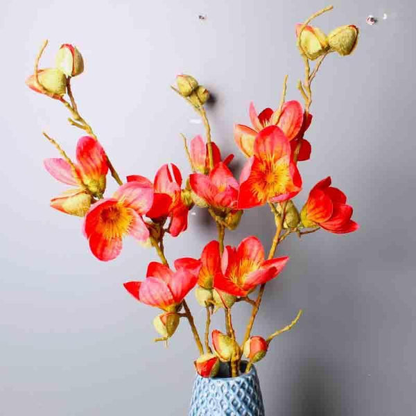 Artificial Flowers - Faux Magnolia Floral Stick - Red