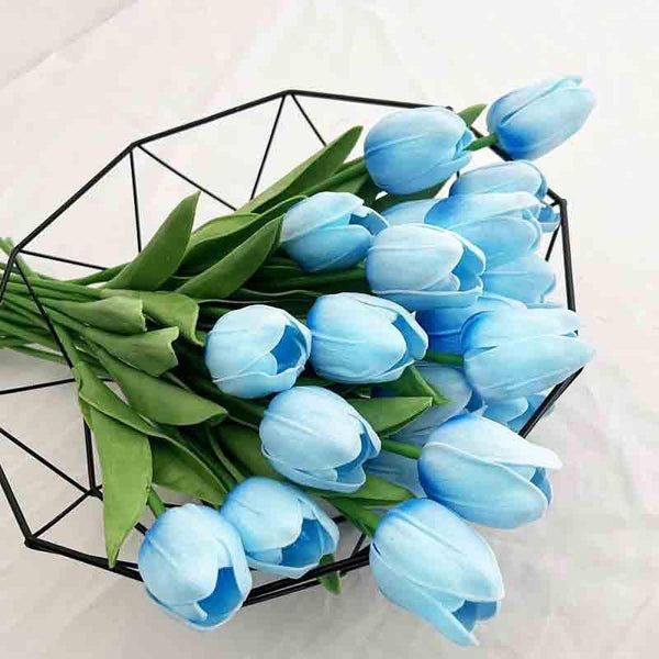 Artificial Flowers - Faux Tulip Sticks (Blue) - Set Of Six