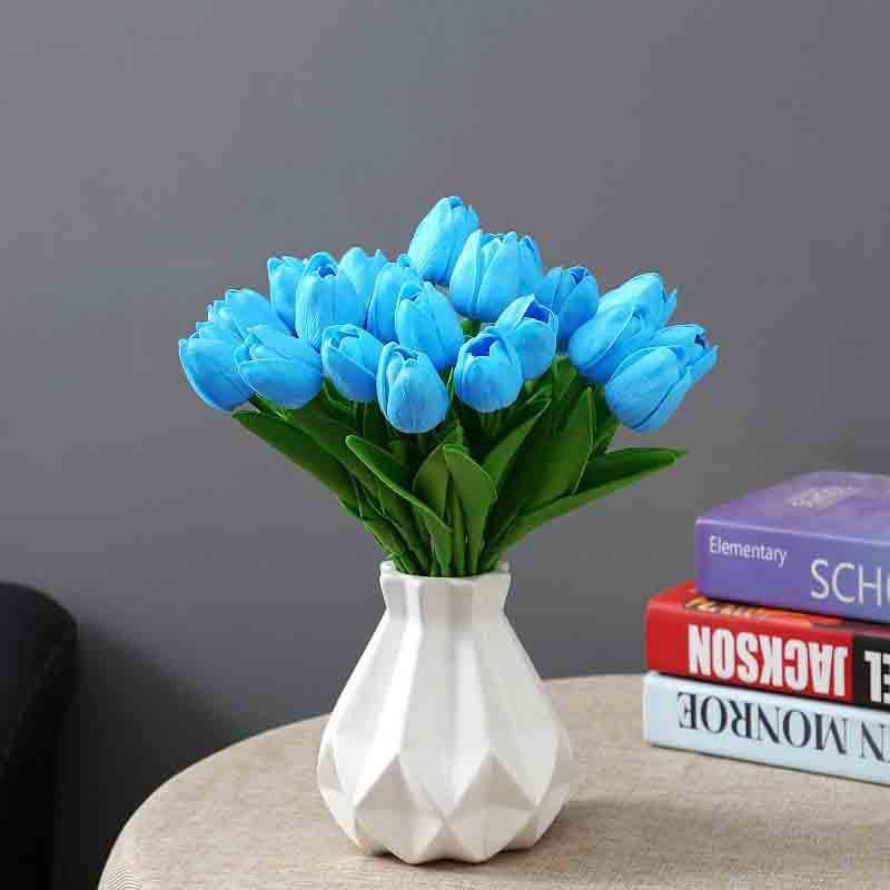 Artificial Flowers - Faux Tulip Sticks (Blue) - Set Of Six
