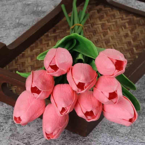 Artificial Flowers - Faux Tulip Sticks - Set Of Ten