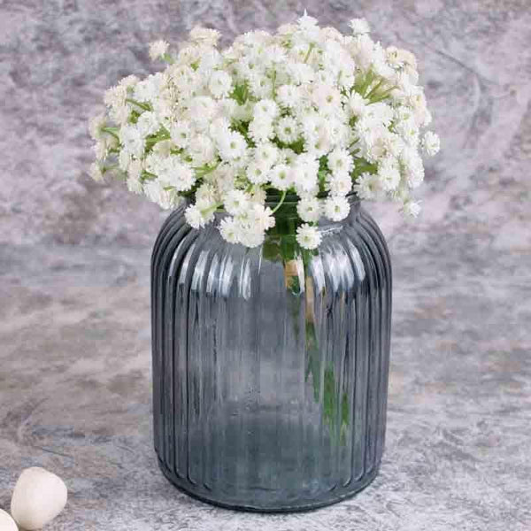 Artificial Flowers - Misera Ribbed Vase With Artificial Bouquet