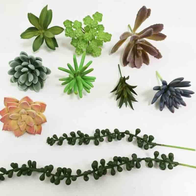 Artificial Plants - Faux Succulent Plants (38 cms) - Set Of Ten