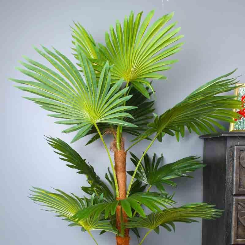 Artificial Plants - Lumia Pot With Faux Large Fan Palm Plant - 4 feet - 3.94 ft