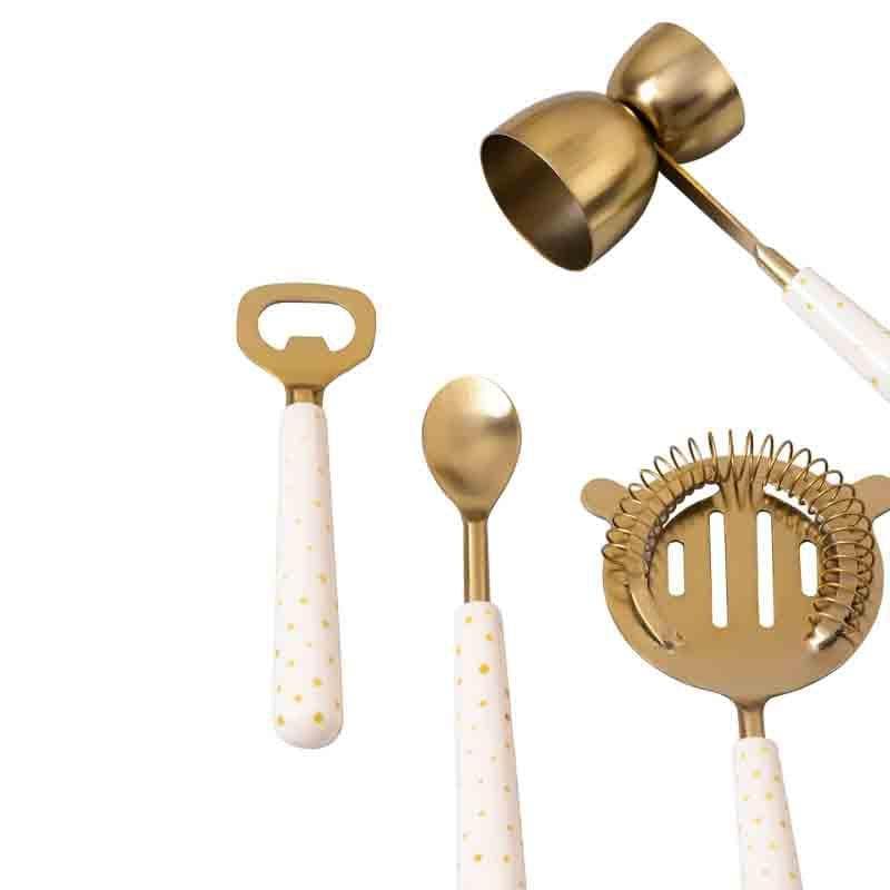 Buy Polka Play Bar Tools (Gold) - Set Of Four Barware Tools & Sets from Vaaree